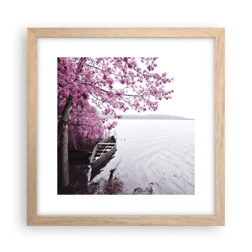 Poszter világos tölgy keretben - Rózsaszín csendben - 30x30 cm