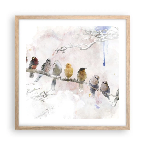 Poszter világos tölgy keretben - Szárnyas találkozó - 50x50 cm