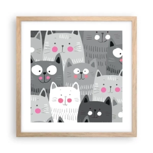 Poszter világos tölgy keretben - A macska világa - 40x40 cm