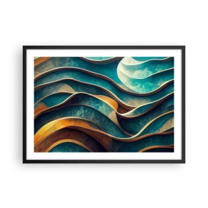 Poszter fehér keretben - Kék kanyarulatok - 70x50 cm