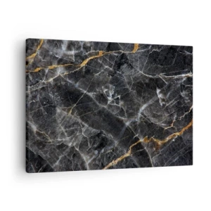 Vászonkép - A márványfelület fekete és arany részletei - 70x50cm - A kő belső élete - Modern fali dekoráció nappalihoz és hálószobához ARTTOR