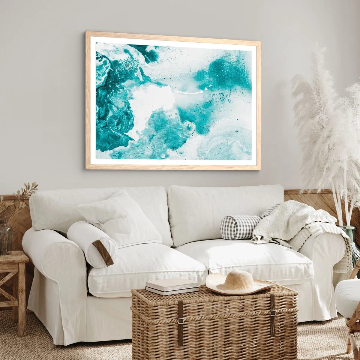 Poszter világos tölgy keretben - Kék holtágai - 70x50 cm