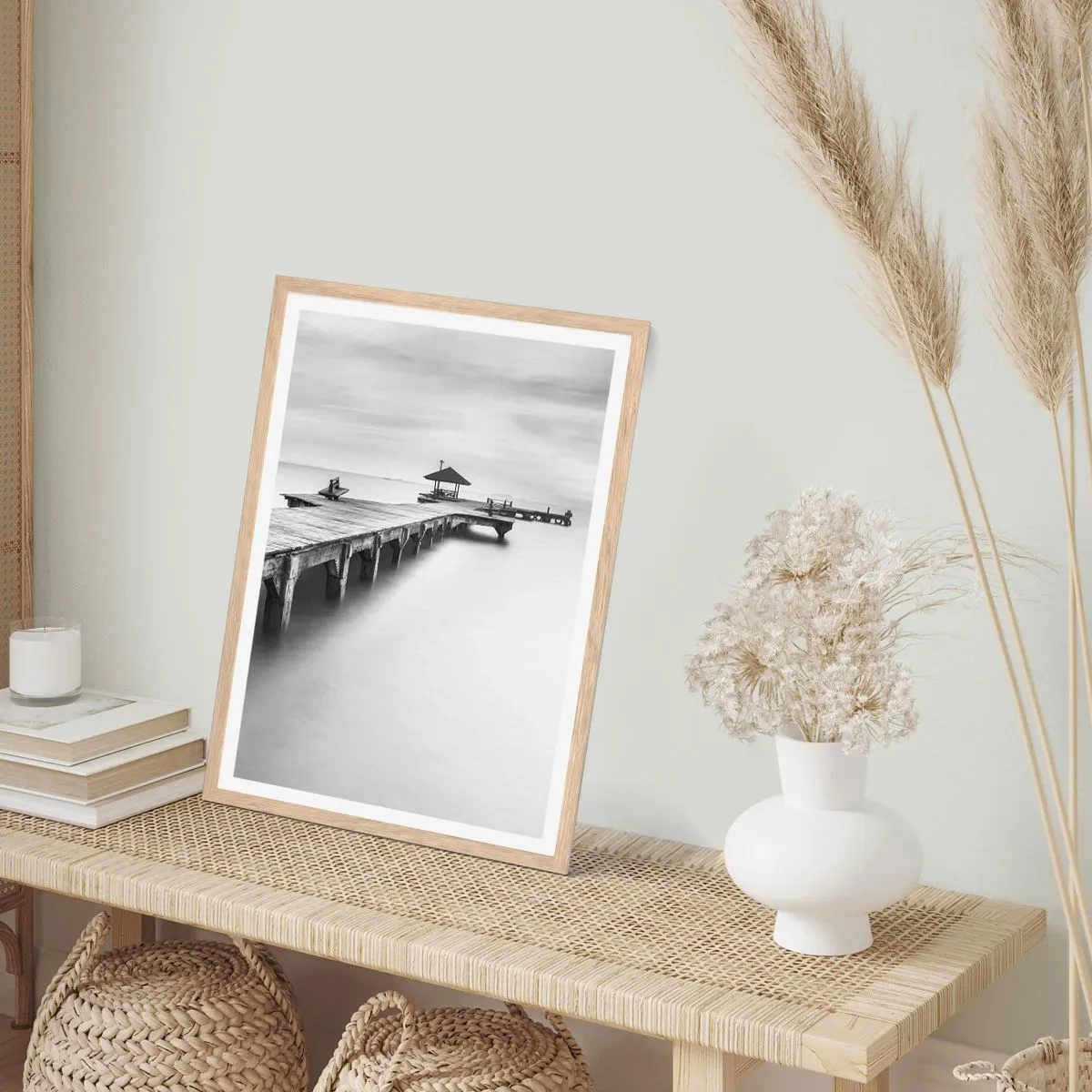 Poszter világos tölgy keretben - A távolba - 50x70 cm