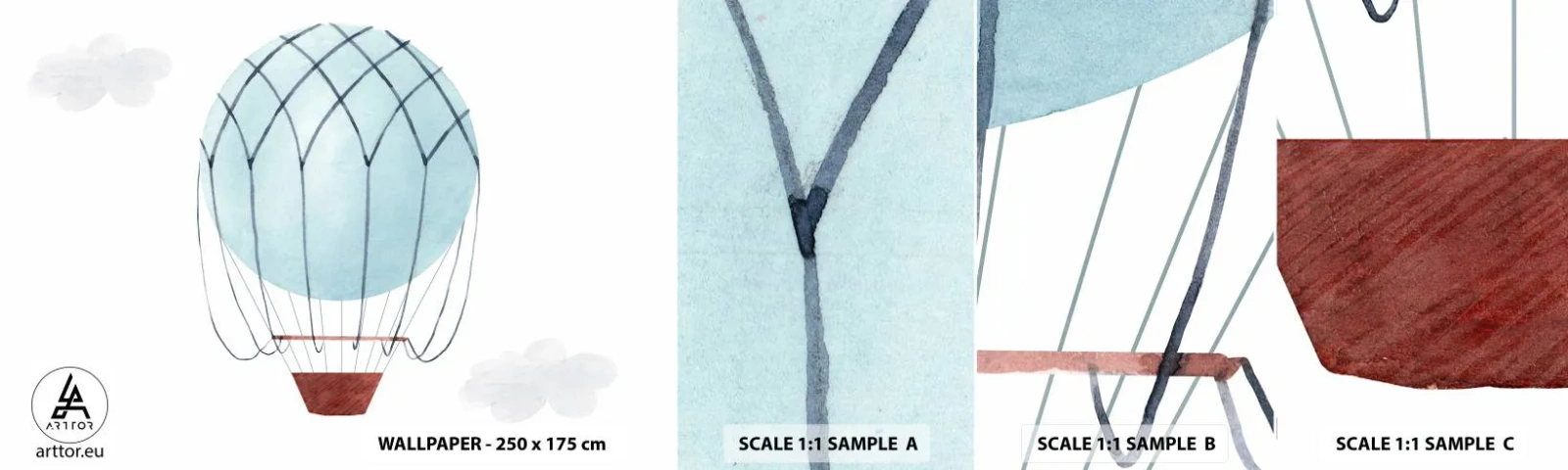 Fotótapéta Minta Standard Eco - Minden a felhőkben - Gyermekek, Ballon, Minimalizmus - 100x30 cm