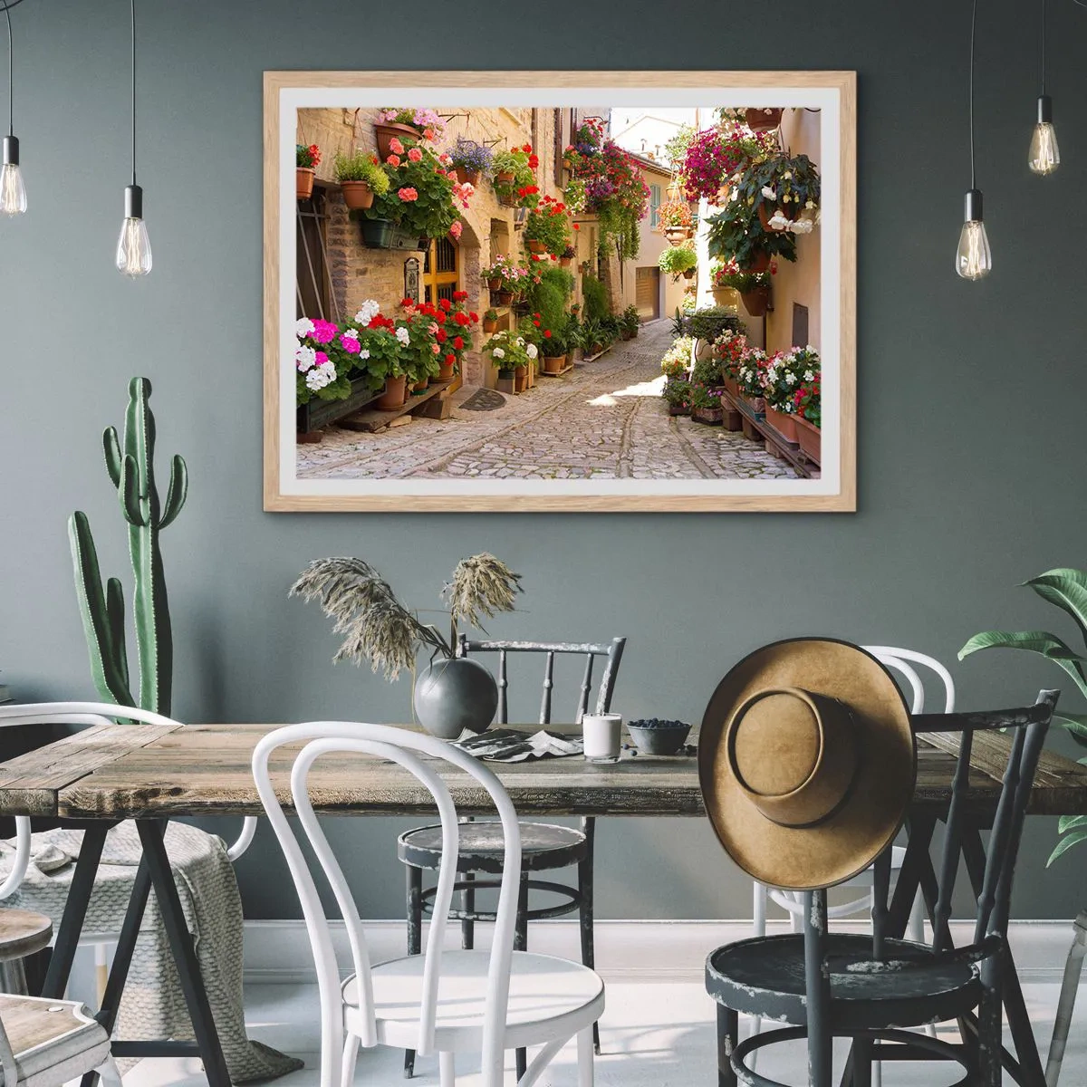 Poszter világos tölgy keretben - A virágok özönében - 100x70 cm