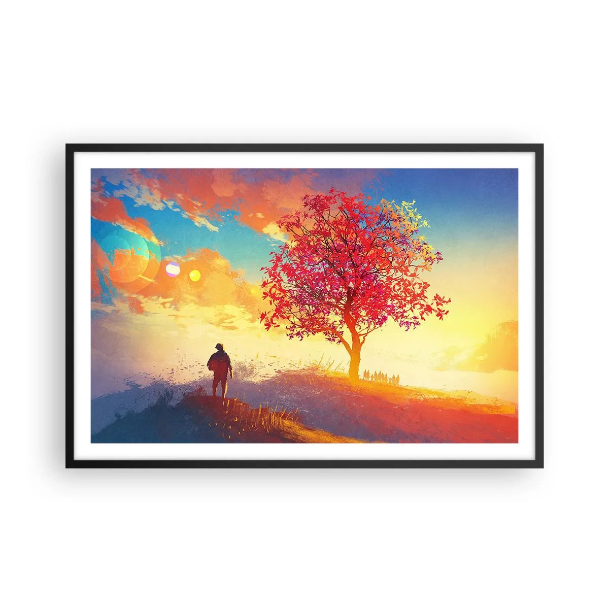 Poszter fehér keretben - Zarándok a célállomáson - 91x61 cm