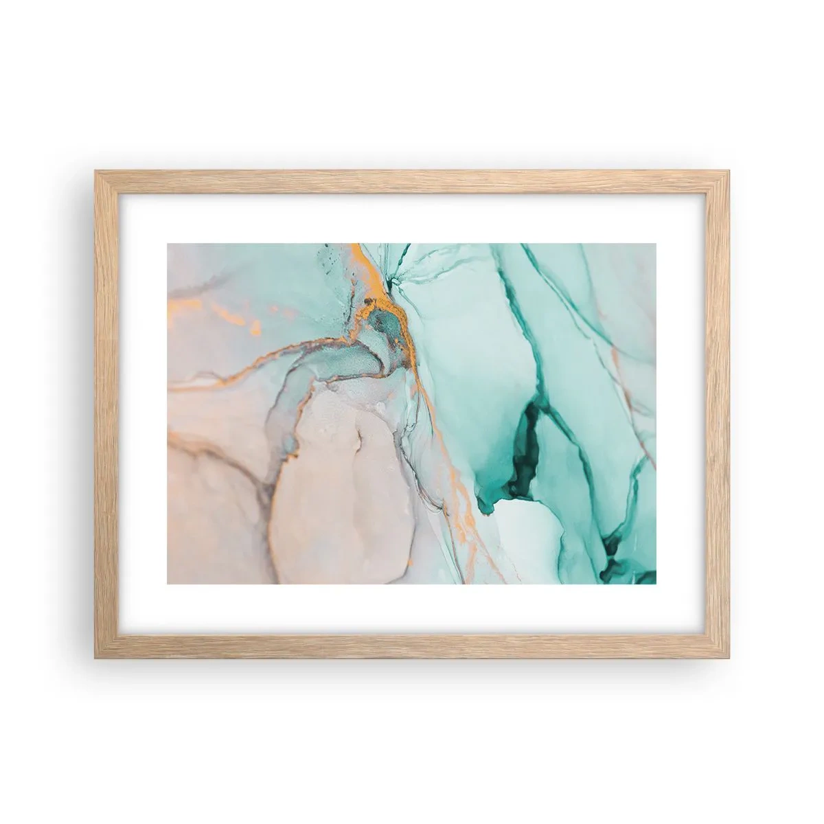 Poszter világos tölgy keretben - Formák és színek tánca - 40x30 cm