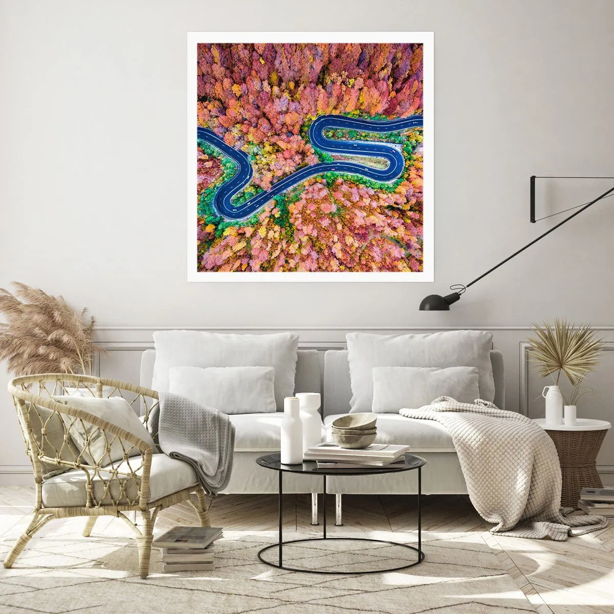 Poszter - Kanyargós út az erdőn keresztül - 30x30 cm