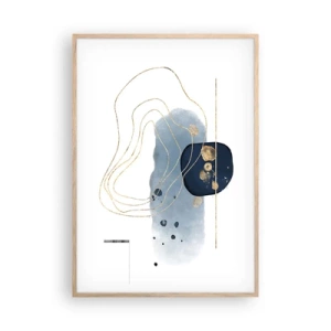 Poszter világos tölgy keretben - Kékes-arany fantázia - 70x100 cm