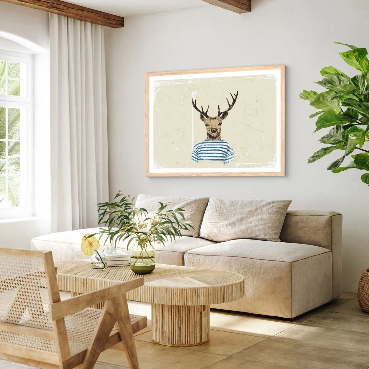 Poszter világos tölgy keretben - Mert szeretem a csíkos pólókat! - 91x61 cm