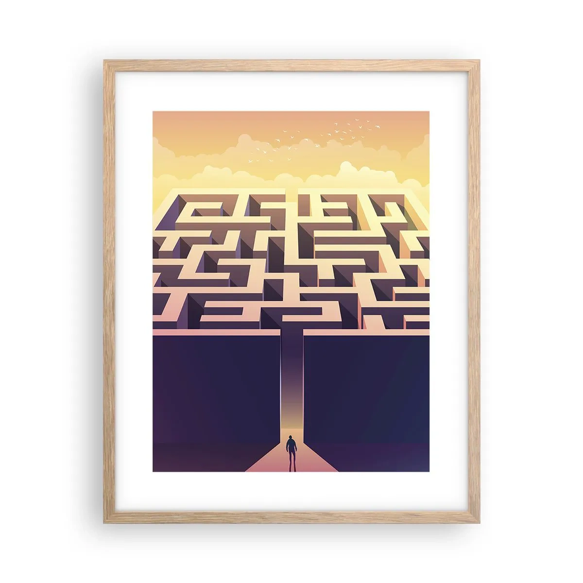 Poszter világos tölgy keretben - Döntés ideje - 40x50 cm