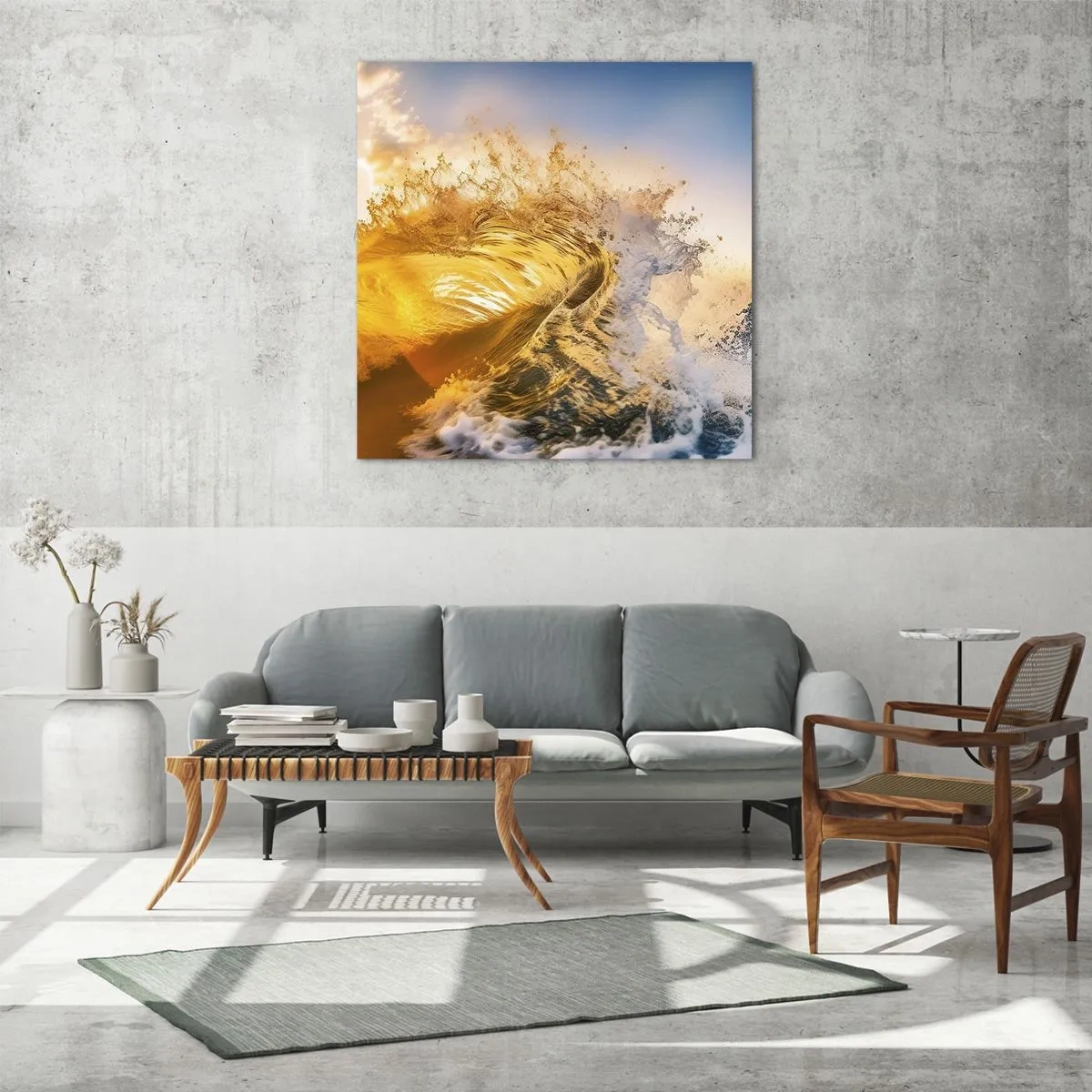 Üveg kép - Játék a homokban - 70x70 cm