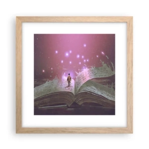 Poszter világos tölgy keretben - Meghívás egy másik világba – olvass! - 30x30 cm