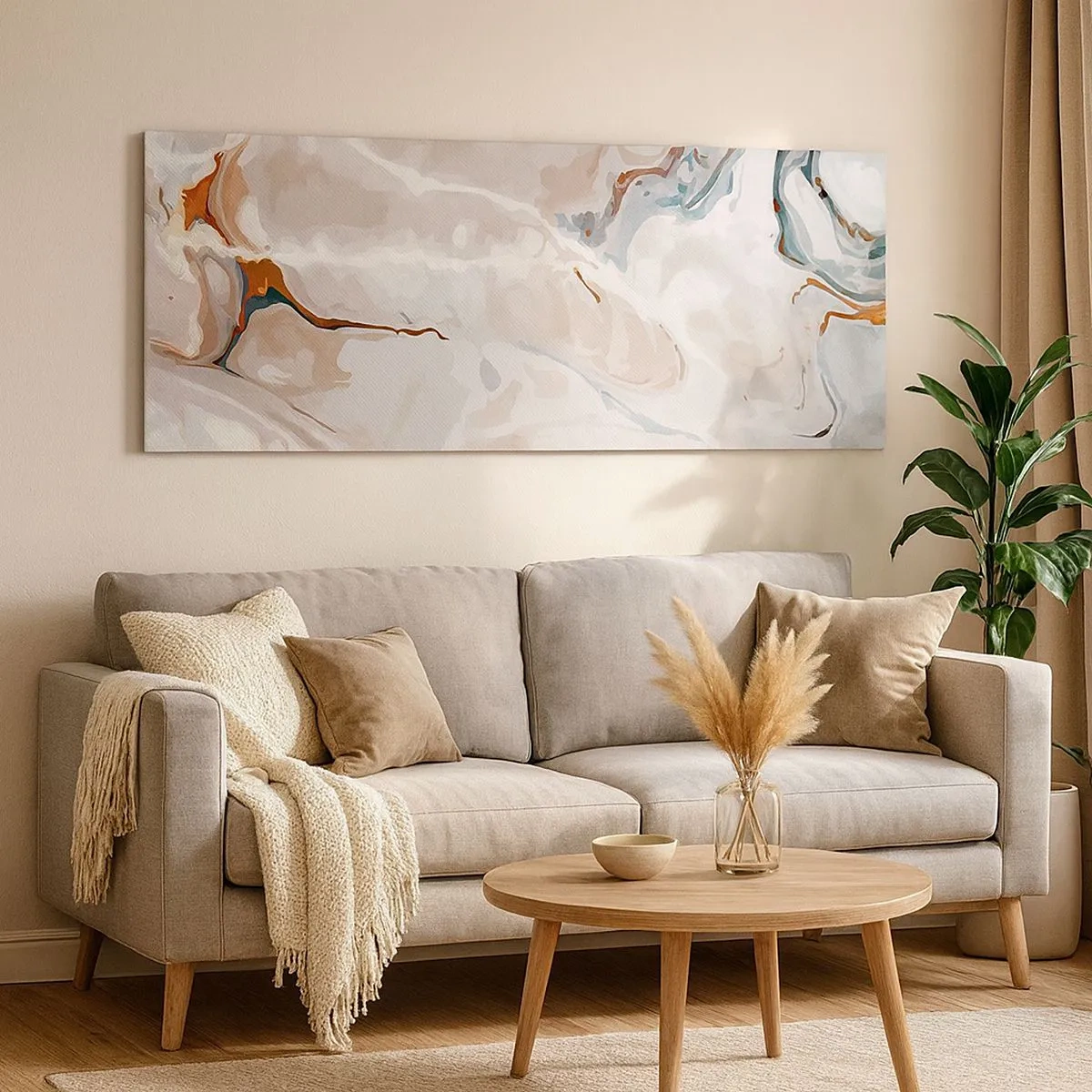 Vászonkép - Kék kanyarog a fehér alatt - 100x40 cm