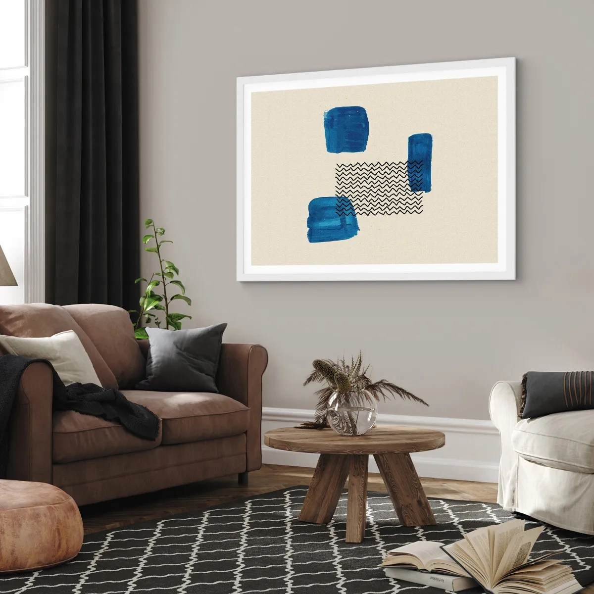 Poszter fekete keretben - Absztrakt kvartett - 70x50 cm