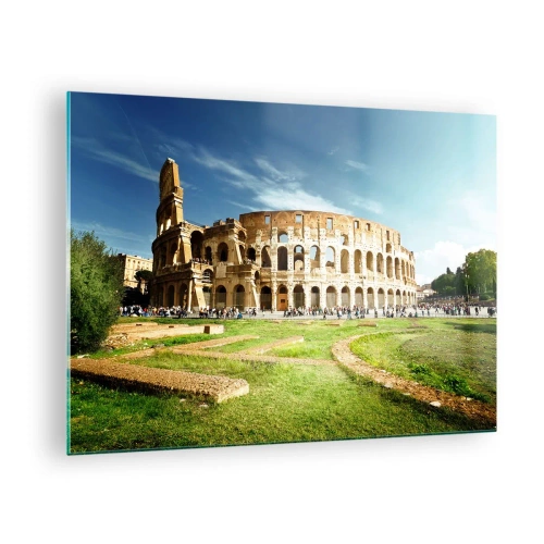 Üveg kép - A római Colosseum a nap fényében - 70x50cm - Még mindig halljuk a pisztoly csörömpölését - Modern fali dekoráció nappalihoz és hálószobához ARTTOR