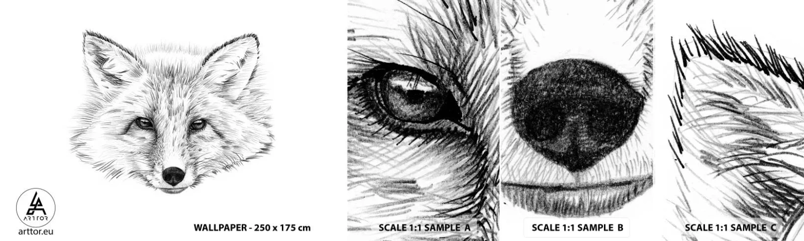 Fotótapéta Minta Standard Eco - Hazudhatnak ezek a szemek? - Állatok, Róka, Grafika - 100x30 cm