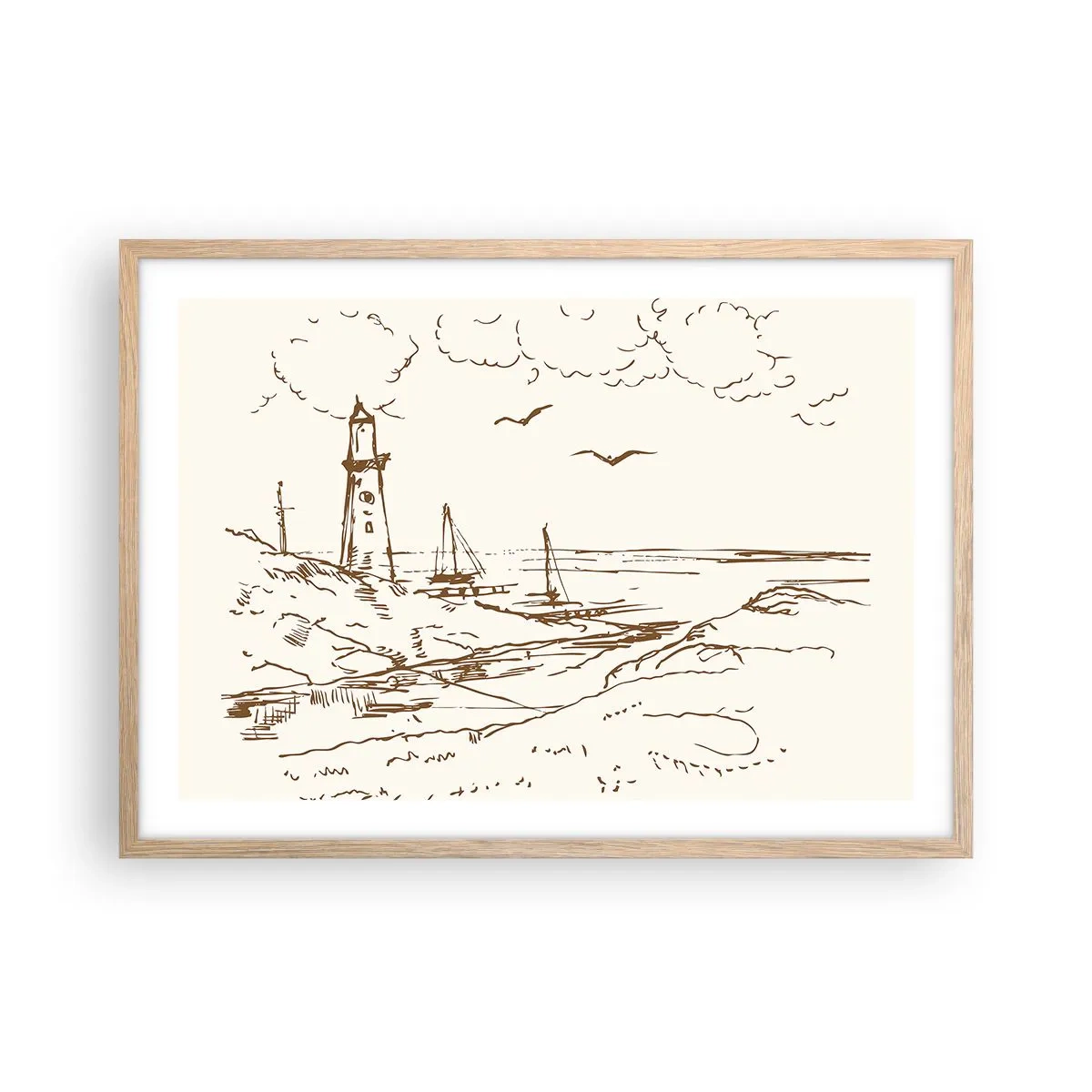 Poszter világos tölgy keretben - A nyár emlékeinek vázlata - 70x50 cm