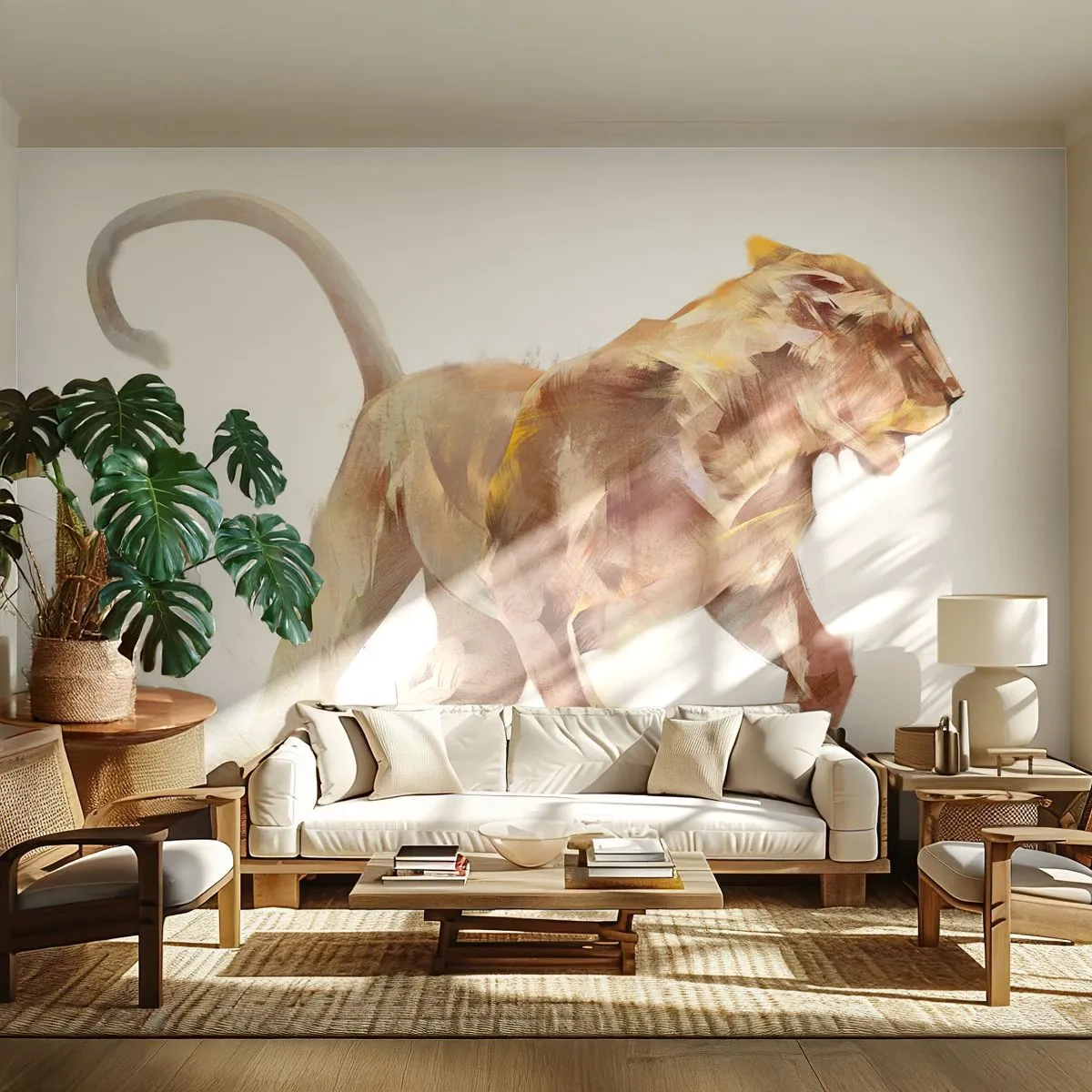 Fotótapéta Premium Sand - Vad kegyelem - Állatok, Oroszlán, Absztrakció - 350x256 cm
