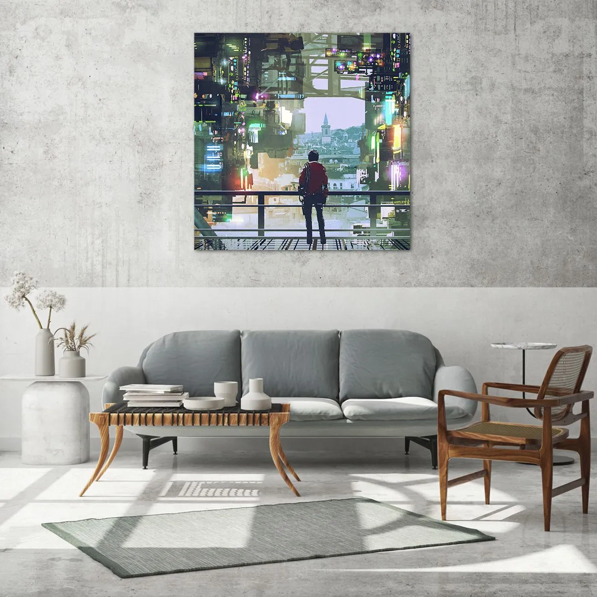 Üveg kép - Két világ - 70x70 cm