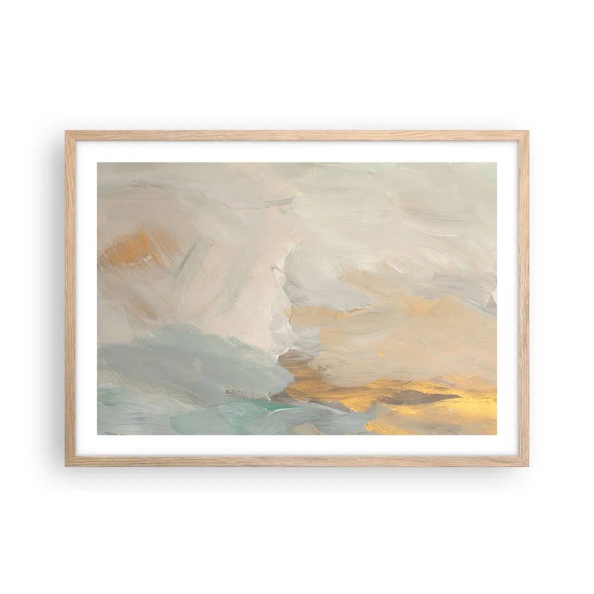 Poszter világos tölgy keretben - Absztrakció - a szelídség földje - 70x50 cm