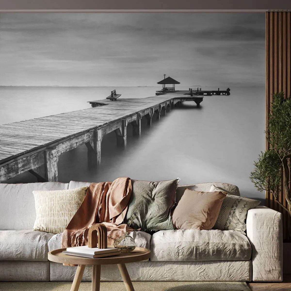 Fotótapéta Standard Eco - A távolba - Tájkép, Tenger, Fa híd - 350x256 cm