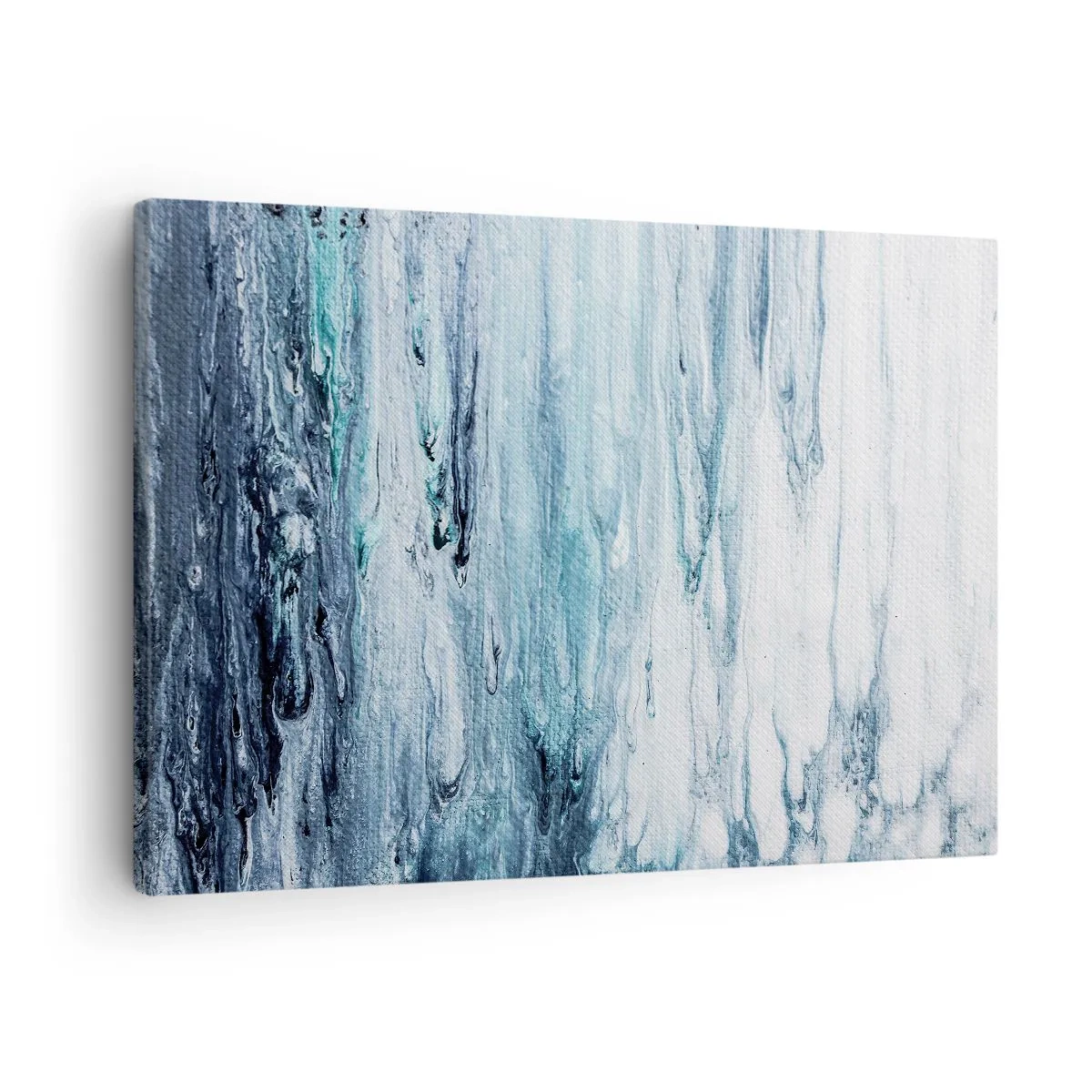 Vászonkép - Absztrakt kék és fehér csíkok, amelyek jégcsapokra emlékeztetnek - 70x50cm - Kék jégcsapok - Modern fali dekoráció nappalihoz és hálószobához ARTTOR