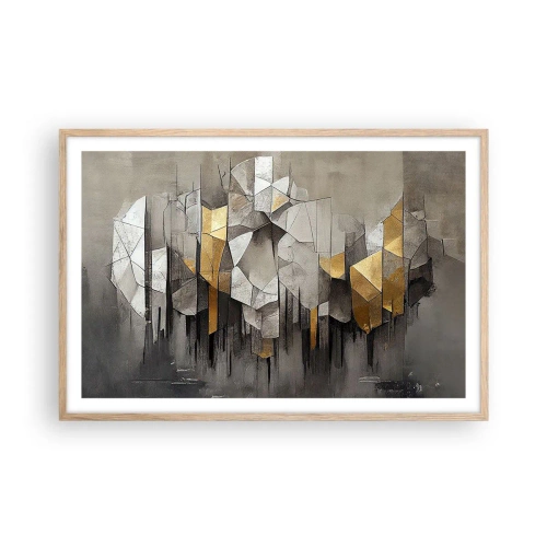 Poszter világos tölgy keretben - Kompozíció jégből és fényből - 91x61 cm