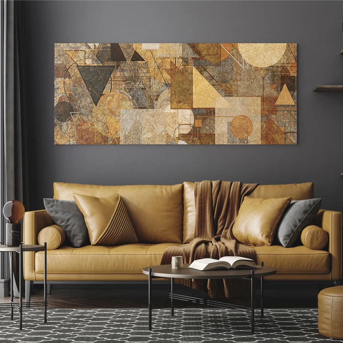Üveg kép - Kubikus bronz tanulmánya - 120x50 cm