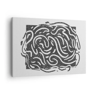 Vászonkép - Fekete-fehér absztrakció geometrikus stílusban - 70x50cm - Absztrakció: örömtánc - Modern fali dekoráció nappalihoz és hálószobához ARTTOR