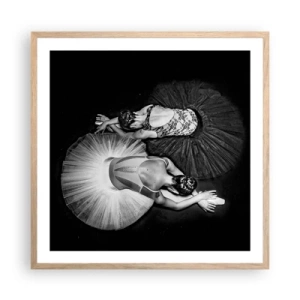 Poszter világos tölgy keretben - Jin és jang – tökéletes egyensúly - 60x60 cm