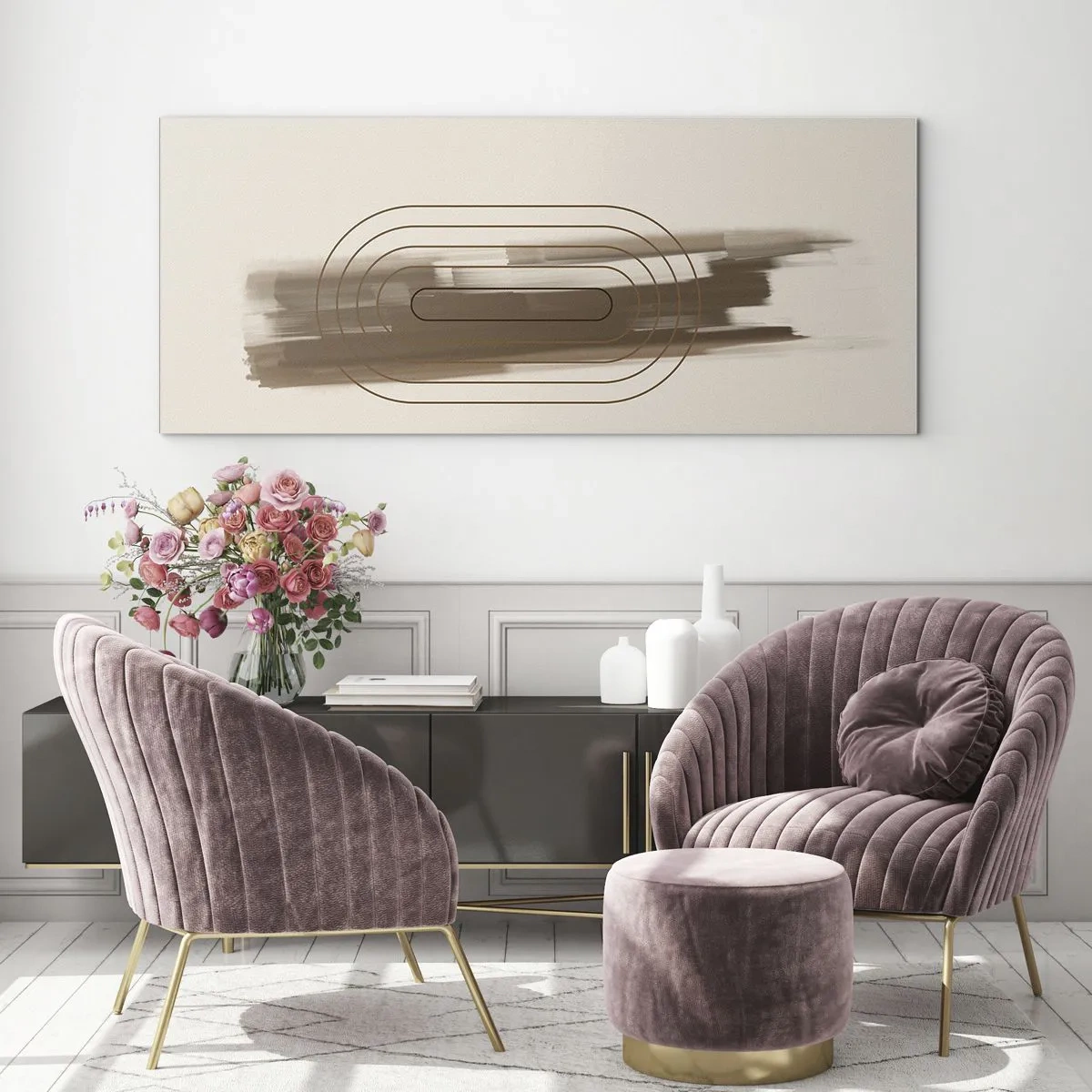 Üveg kép - Szürke fuvallat - 90x30 cm