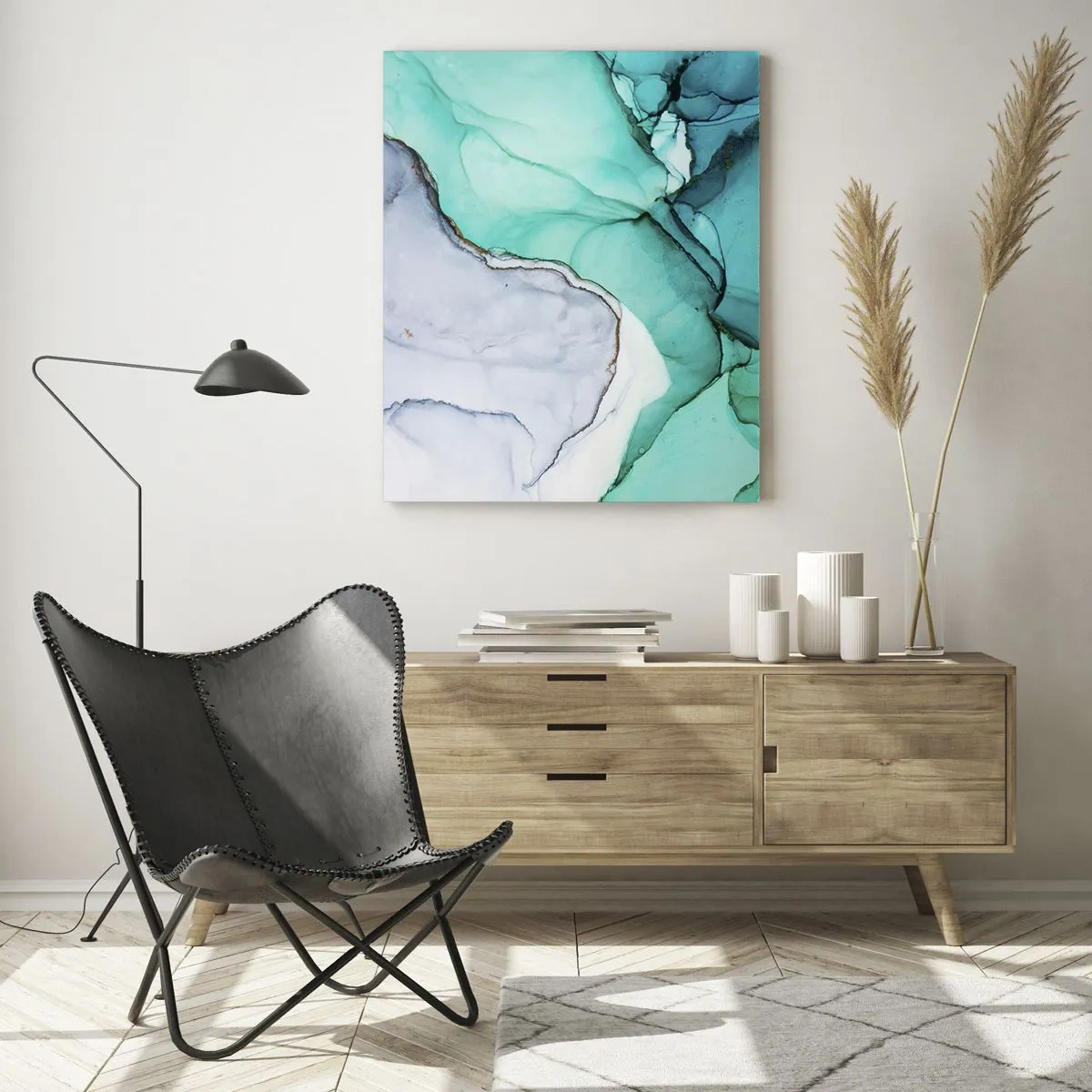 Üveg kép - Tanulmány türkizben - 50x70 cm