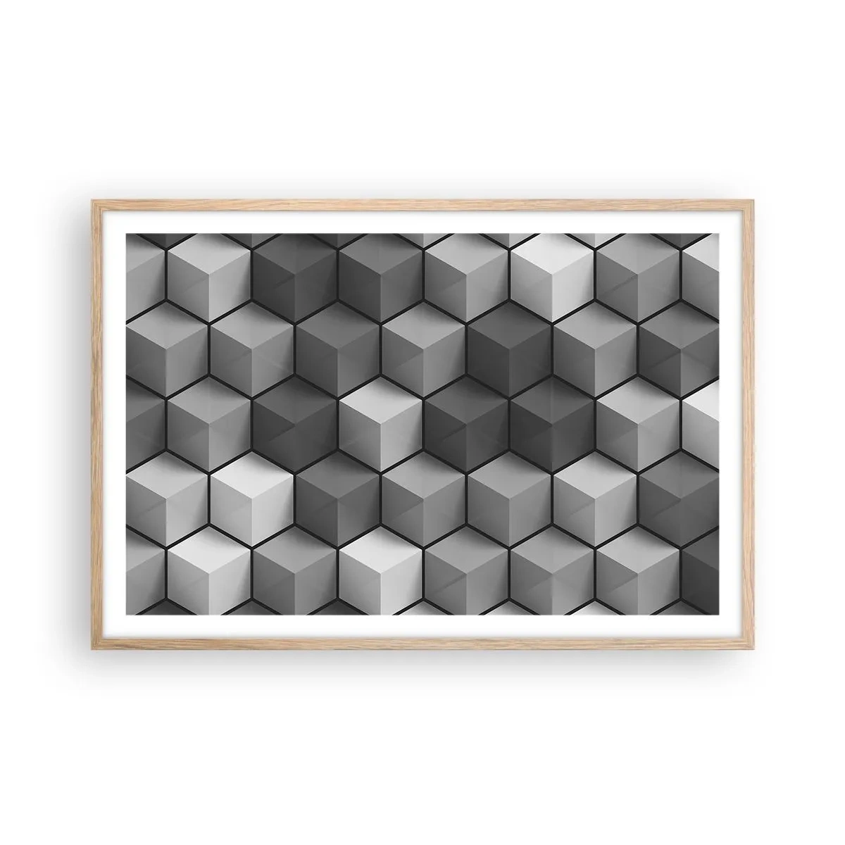 Poszter világos tölgy keretben - Kubista kirakós - 91x61 cm