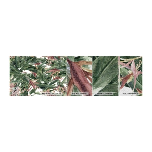 Fotótapéta Minta Premium Sand - Smaragd-lila bozót - Virágok, Hawaii, Levelek - 100x30 cm