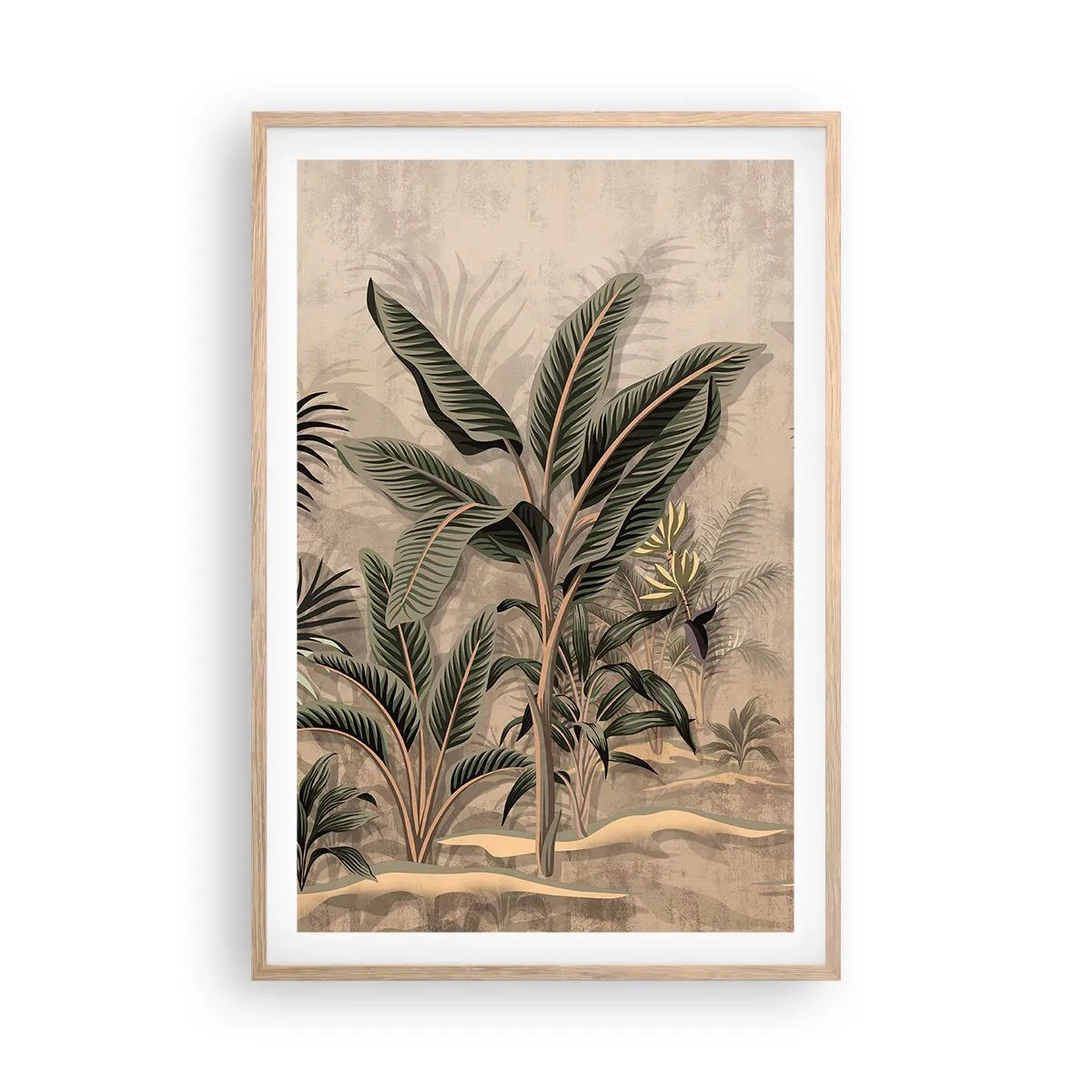 Poszter világos tölgy keretben - Gyarmati stílusú metszet - 61x91 cm