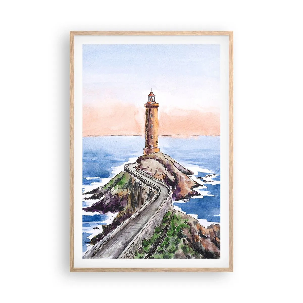 Poszter világos tölgy keretben - Szemben a tengerrel - 61x91 cm