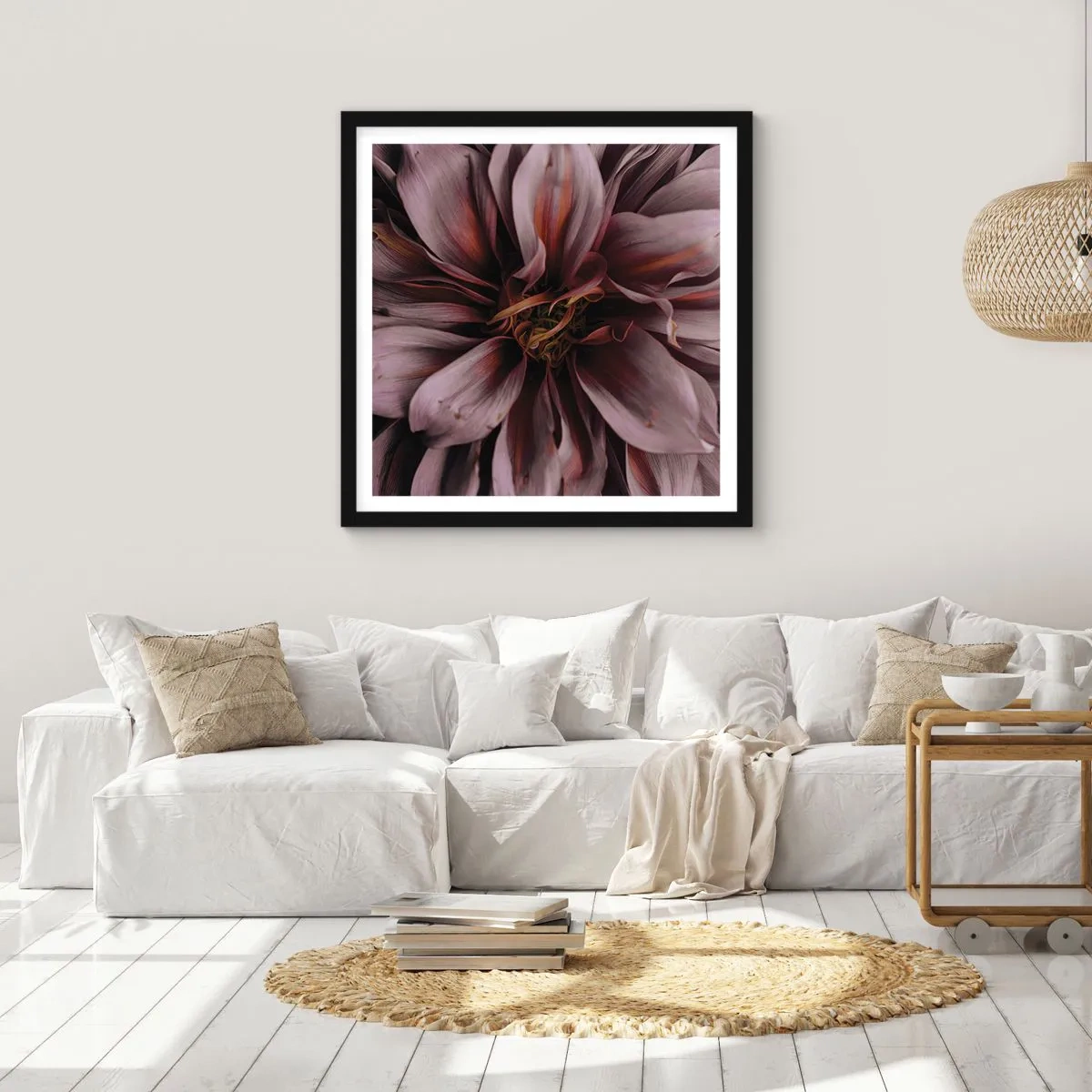 Poszter fehér keretben - Virágos szív - 60x60 cm