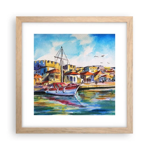 Poszter világos tölgy keretben - Szivárványos délután - 30x30 cm