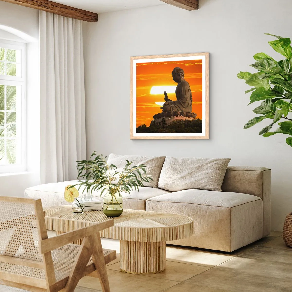 Poszter világos tölgy keretben - Félelem nélkül a világtól - 60x60 cm