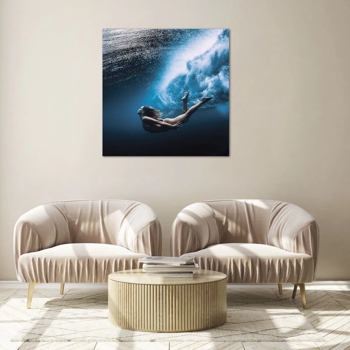 Üveg kép - Modern sellő - 60x60 cm