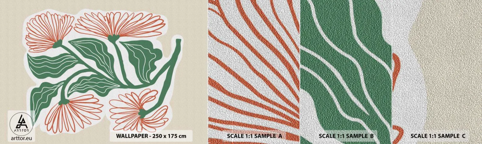 Fotótapéta Minta Premium Sand - Népi és modern - Boho, Virágok, Minimalizmus - 100x30 cm