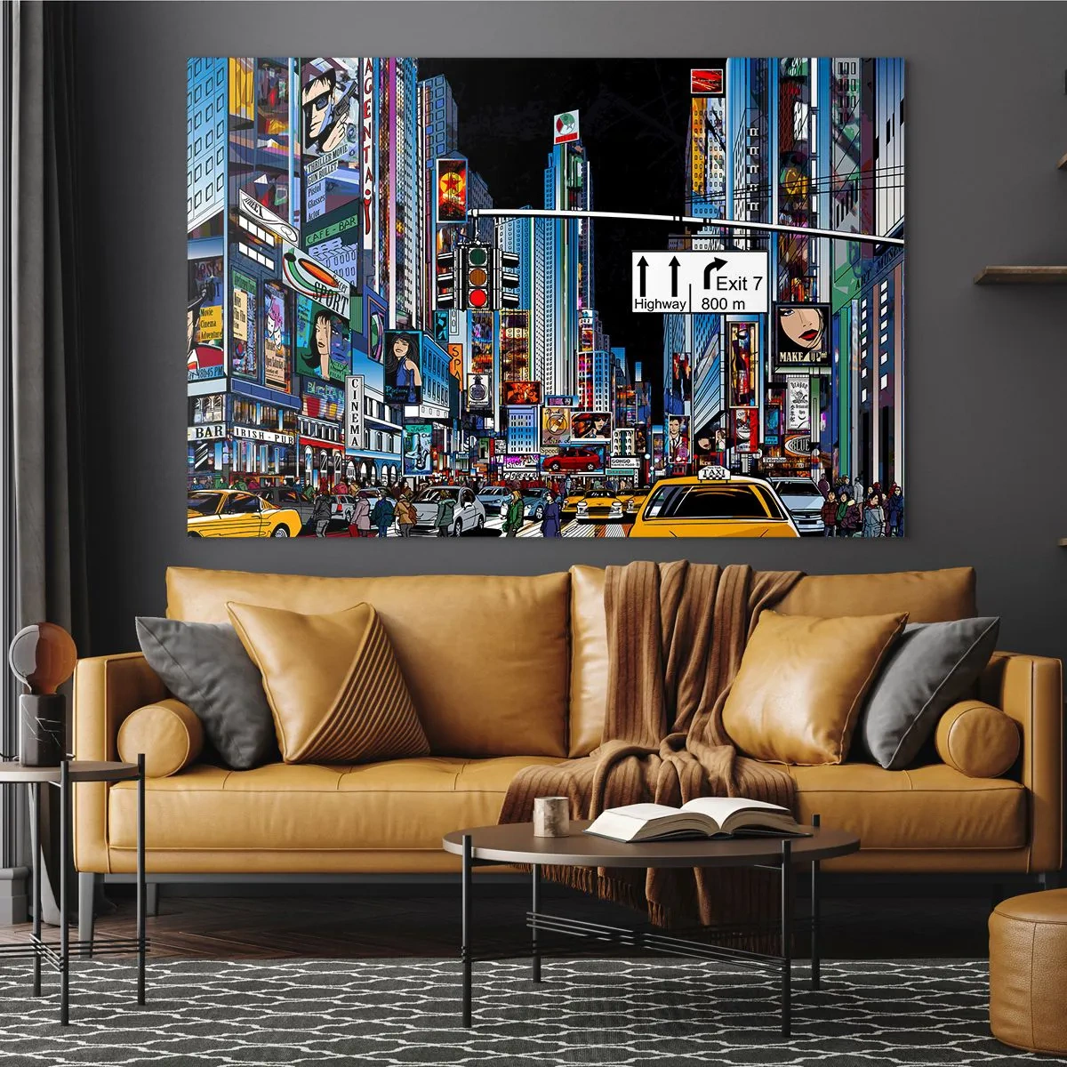 Üveg kép - Képregény nagy éjszaka - 100x70 cm