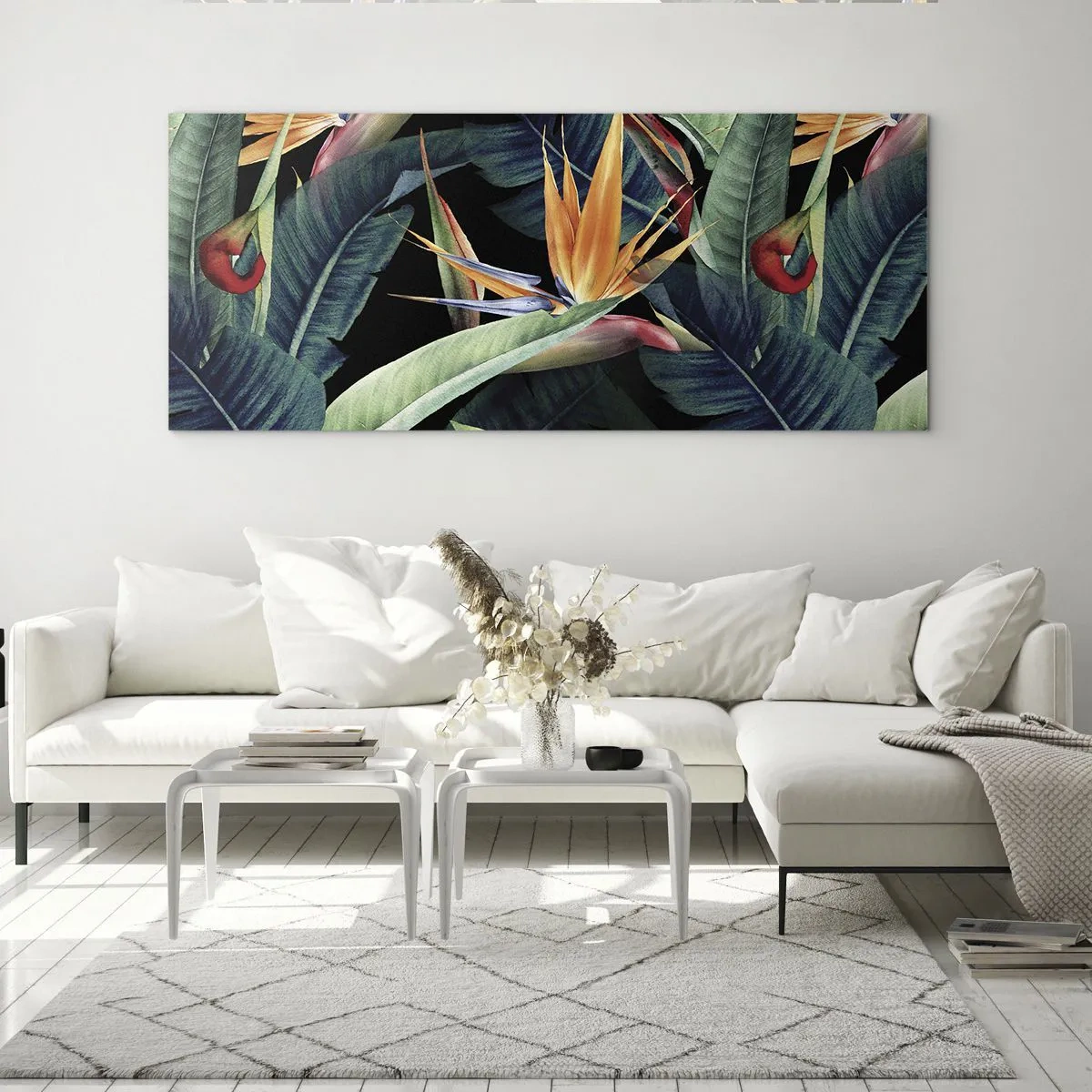 Üveg kép - A trópusok lángoló virágai - 120x50 cm