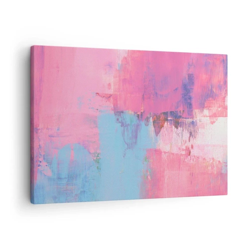 Vászonkép - Absztrakt kompozíció rózsaszínben és kékben - 70x50cm - Rózsaszín, kék és egy csipetnyi fény - Modern fali dekoráció nappalihoz és hálószobához ARTTOR