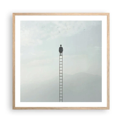 Poszter világos tölgy keretben - Emelkedj feljebb - 60x60 cm