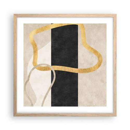 Poszter világos tölgy keretben - Hurkolt formák - 50x50 cm