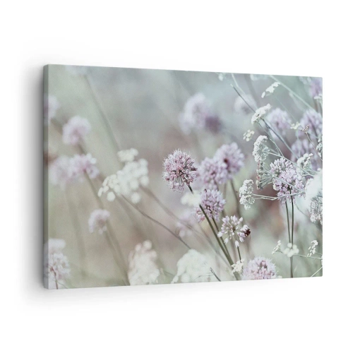 Vászonkép - Finom virágok pasztell árnyalatokban - 70x50cm - Fűszerek édes filigránja - Modern fali dekoráció nappalihoz és hálószobához ARTTOR