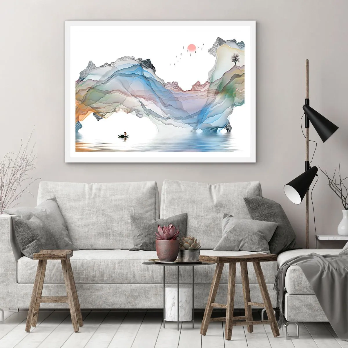 Poszter fekete keretben - A kristály hegyek felé - 70x50 cm