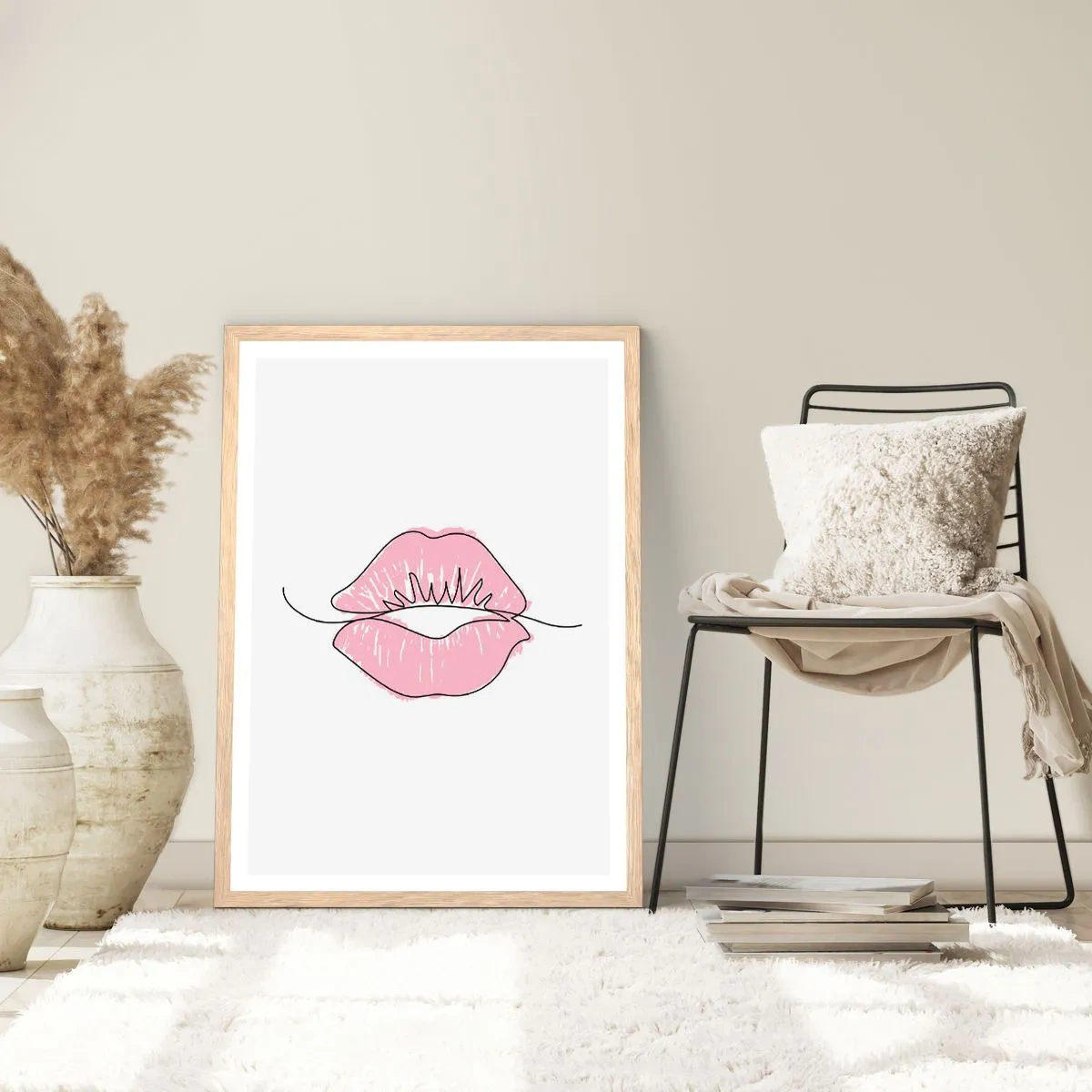 Poszter világos tölgy keretben - Készen állsz a csókra? - 70x100 cm
